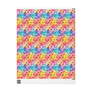 Bespattered Facade Rainbow Watercolor Dots Wrapping Paper | Three Sizes | Glossy or Matte