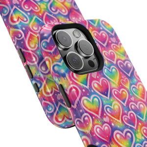 Bespattered Facade Rainbow Graffiti Hearts Impact-Resistant Case