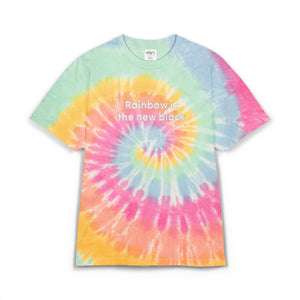 Bespattered Facade "Rainbow Is the New Black" Embroidered 100% Cotton Tie Dye T-Shirts