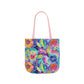 Bespattered Facade Colorful Flowers Canvas Tote Bag | 3 Sizes and 5 Strap Colors