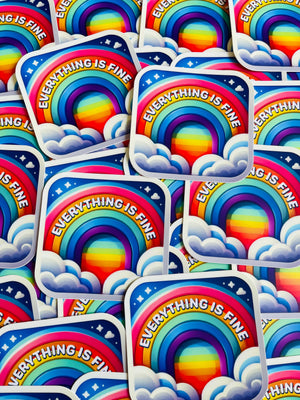 Bespattered Facade "Everything is Fine" Whimsical Rainbow Sticker