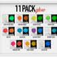11 Color Glow in the Dark Pigment Powder Variety Pack Set
