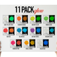 11 Color Glow in the Dark Pigment Powder Variety Pack Set