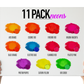 11 Color Neon Pigment Powder Variety Pack Set