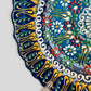 10” Turkish Ceramic Handmade & Painted Plate - Blue, Green, Yellow Dot Art Floral Tulip Patterned - Wall Hanging or Stand Use