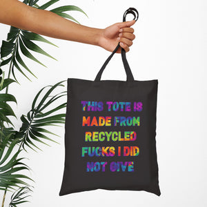Bespattered Facade Rainbow "Recycled F*cks" Canvas Tote Bag Reusable Carryall