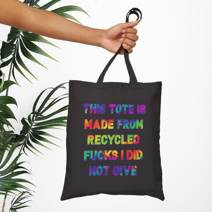 Bespattered Facade Rainbow "Recycled F*cks" Canvas Tote Bag Reusable Carryall