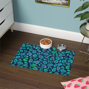 Bespattered Facade Emerald Leopard Pet Food Mat