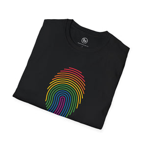 Bespattered Facade Rainbow Fingerprint Unisex Softstyle T-Shirt