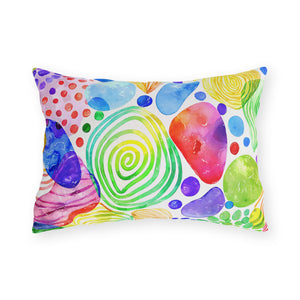 Bespattered Facade Rainbow Abstract UV-Resistant Outdoor Pillows | 4 Sizes