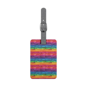 Bespattered Facade Rainbow Stripes Saffiano Polyester Luggage Tag