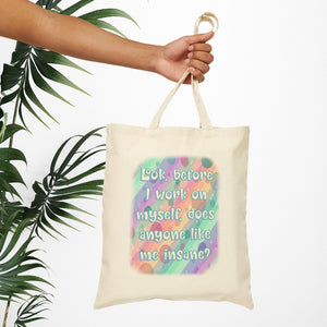 Bespattered Facade Rainbow "Self Improvement" Canvas Tote Bag Reusable Carryall