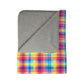 Bespattered Facade Rainbow Plaid Vibrant Fleece Sherpa Blanket | 2 Colors & Sizes