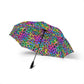 Bespattered Facade Candy Coated Neon Leopard Foldable Umbrella — Compact Semi-Automatic Rain Parasol
