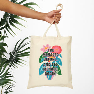 Bespattered Facade "I've Menaced Before" Floral Canvas Tote Bag Reusable Carryall