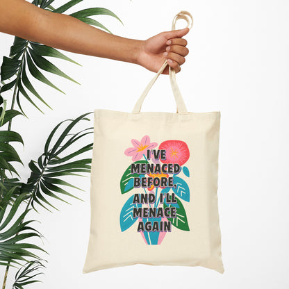 Bespattered Facade "I've Menaced Before" Floral Canvas Tote Bag Reusable Carryall