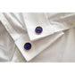 Glass Mounted Warrior Coin Motif Cuff Links (Cobalt Tone)