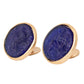 Glass Mounted Warrior Coin Motif Cuff Links (Cobalt Tone)