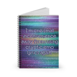 Bespattered Facade "Cryptic Emo Lyrics" Spiral Notebook - Lined Pages