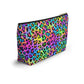 Bespattered Facade Candy Coated Neon Leopard Accessory Pouch With T-Bottom | 2 Sizes