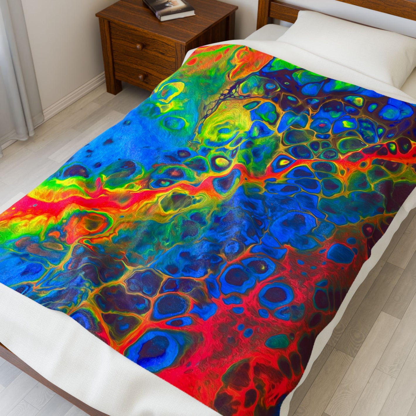 Bespattered Facade Rainbow Velveteen Plush Blanket | 3 Sizes