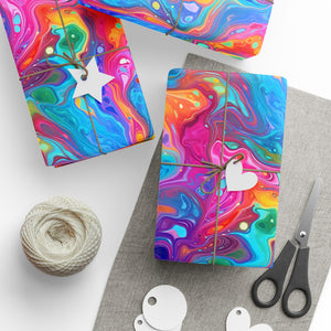 Bespattered Facade Rainbow Flow Wrapping Paper | Three Sizes | Glossy or Matte