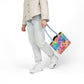 Bespattered Facade Rainbow Watercolor Dots Canvas Tote Bag | 3 Sizes and 5 Strap Colors