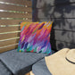 Bespattered Facade Rainbow Feathers UV-Resistant Outdoor Pillows | 4 Sizes