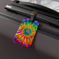 Bespattered Facade Rainbow Tie Dye Luggage Tag with Leather Strap