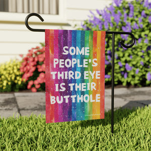 Bespattered Facade All-Seeing Butthole Rainbow Garden Flag