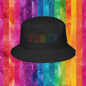 Bespattered Facade Rainbow Proud LGBTQ+ Pride Embroidered Bucket Hat