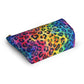 Bespattered Facade Rainbow Watercolor Leopard Accessory Pouch With T-Bottom | 2 Sizes