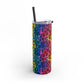 Bespattered Facade Rainbow Watercolor Leopard Maars Maker Skinny Matte Tumbler 20oz