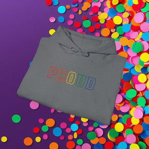 Bespattered Facade Proud Rainbow LGBTQ+ Pride Embroidered Unisex Heavy Blend™ Hooded Sweatshirt