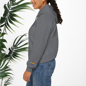 Bespattered Facade Proud Rainbow LGBTQ+ Pride Embroidered Unisex Heavy Blend™ Hooded Sweatshirt