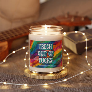 Bespattered Facade Semi-Motivational Scented Soy Candle — "Fresh Out of F*cks" (9oz)
