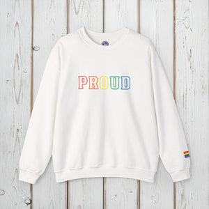Bespattered Facade Proud Rainbow LGBTQ+ Pride Embroidered Crewneck Sweatshirt