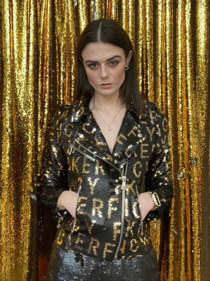 Any Old Iron Sequin Fancy Fucker Moto Jacket