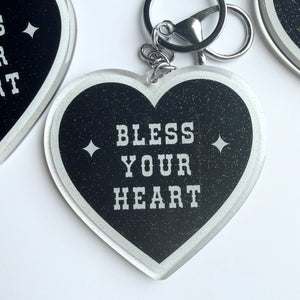 Bless Your Heart Glitter KeyChain