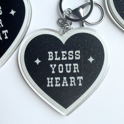 Bless Your Heart Glitter KeyChain