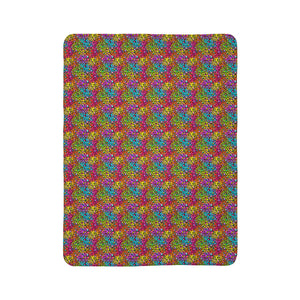 Bespattered Facade Neon Leopard Vibrant Fleece Sherpa Blanket | 2 Colors & Sizes