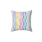 Bespattered Facade Pastel Squiggles Square Throw Pillow | 4 Sizes