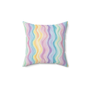 Bespattered Facade Pastel Squiggles Square Throw Pillow | 4 Sizes