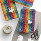 Bespattered Facade Rainbow Brushstrokes Wrapping Paper | Three Sizes | Glossy or Matte
