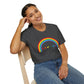 Bespattered Facade Rainbow Flamingos Unisex Softstyle T-Shirt