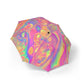 Bespattered Facade Rainbow Sherbet Foldable Umbrella — Compact Semi-Automatic Rain Parasol