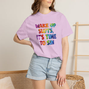 Bespattered Facade Rainbow Wake Up Colorful LGBTQ+ Pride Premium Unisex Comfort Colors Garment Dyed 100% Cotton T-Shirt