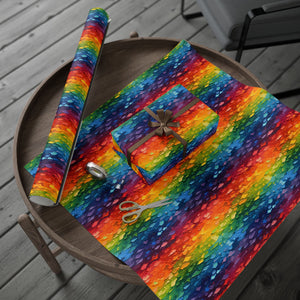 Bespattered Facade Rainbow Brushstrokes Wrapping Paper | Three Sizes | Glossy or Matte