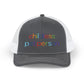 Childless Pet Person Rainbow Embroidered Snapback Trucker Cap (10 Hat Colors)