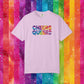 Bespattered Facade Rainbow Cheers Queers Colorful LGBTQ+ Pride Premium Unisex Comfort Colors Garment Dyed 100% Cotton T-Shirt